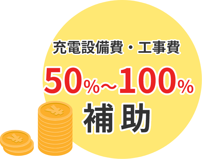 充電設備費・工事費50％～100％補助